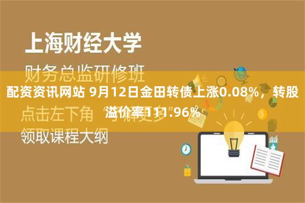 配资资讯网站 9月12日金田转债上涨0.08%，转股溢价率111.96%