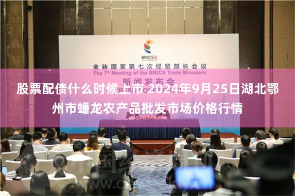 股票配债什么时候上市 2024年9月25日湖北鄂州市蟠龙农产品批发市场价格行情