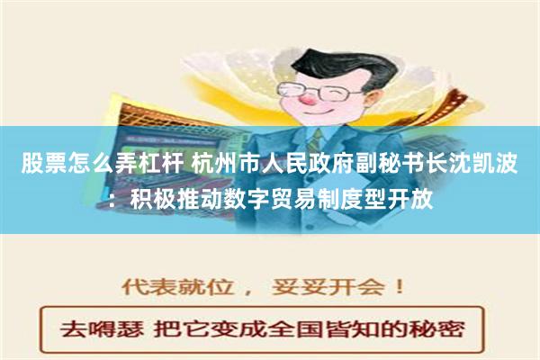 股票怎么弄杠杆 杭州市人民政府副秘书长沈凯波：积极推动数字贸易制度型开放