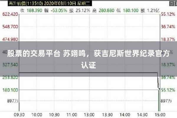 股票的交易平台 苏翊鸣，获吉尼斯世界纪录官方认证