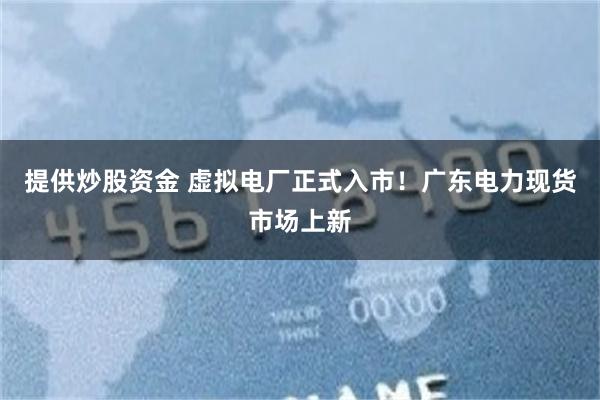 提供炒股资金 虚拟电厂正式入市！广东电力现货市场上新